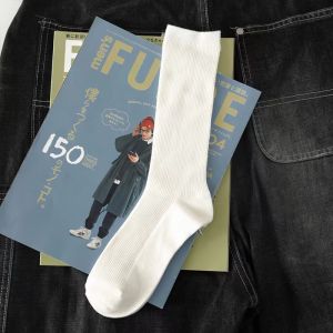 1 Pairs Warm Cotton Knitting Rib Thin Business Cotton Long Mens Socks Stretch Casual Daily Basic Brand Socks EU36-43