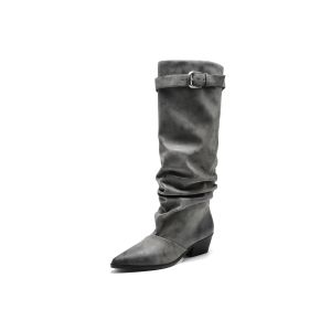 Belle | Low Heel Pointed Western Long Boots