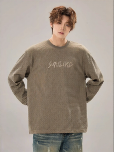 ALLIN | Embroidery Knitted Round Neck T-shirt