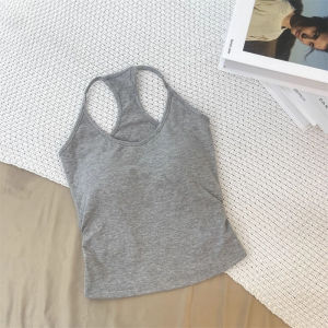 Áo Ba Lỗ Không Tay Ngắn Phong Cách Mỹ Dành Cho Nữ Mùa Hè Mới Có Đệm Ngực Áo Lót Bên Trong Áo Khoác Ngoài Áo Ba Lỗ