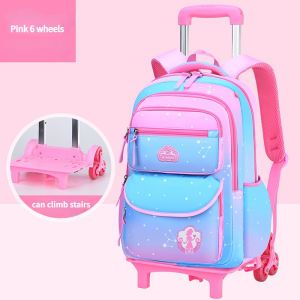 【Free Shipping】New Waterproof Kids Trolley Bag for girls Primary School Trolley backpack cute baby SchoolBag with wheels Children Rolling Luggage Backpack large capacity Girls Bags - Lazada