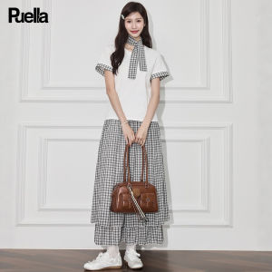 puella | Slim Fit French Collar Plaid Trim T-shirt