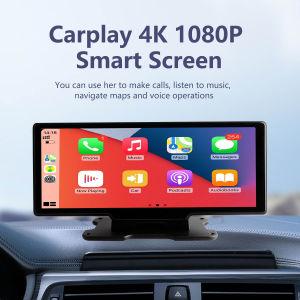 Seicane 4K 10.26" Car Carplay Dash Camera DVR Android Auto WiFi FM Rearview Camera Support Dual Lens H.265 1080P built-in Carplay and Android Auto Support 24H Park Mobile Phone play back