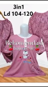 Setelan Baju Tidur 3 in 1 Wanita Dewasa