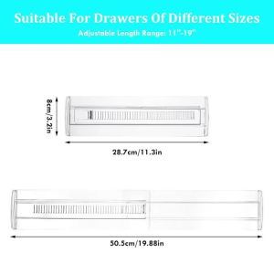 1/4/6/8-Pack Adjustable Drawer Organizers Clear Expandable Dresser Organizers for Storing Clothes Kitchen Utensils 28.5-50.5cm