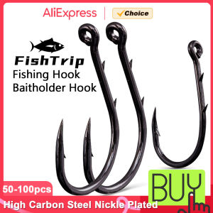 FishTrip Fishing Hook Octopus Baitholder Fishing Hooks 50-100pcs Sharp Barbed High Carbon Steel Offset Circle Hook for Saltwater