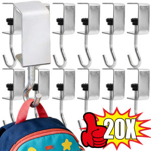20pcs 360° Rotatable Steel Table Hooks / Detachable Non-Destructive Installation for Office Desks School Dormitories / Office Desks Portable Under Desk Handbag Hanger Hooks