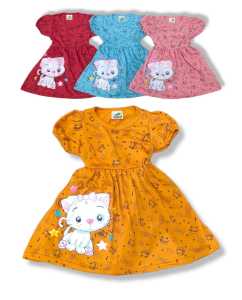 Dress Anak Perempuan Dress Lengan Pendek Dress Anak 1-7 Tahun Dress Cat