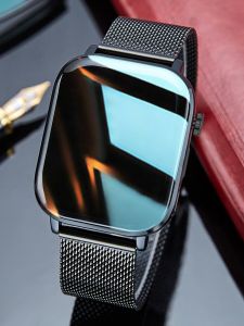 Sports Smart Watch for Apple Phone Mens Multi-Function Running Bracelet Technology Black Square Electronic Watch Male