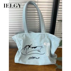 IELGY Niche Homemade Puppy Fan Denim Shoulder Bag Tote Bag Tote Bag Shoulder Bag