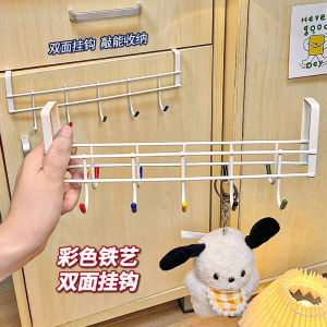 Double-Sided Colorful Bedroom Bathroom Clothes Towel Hook Dormitory Door Back No-Punching Needed Iron Storage Organizer