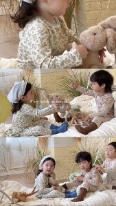 Bộ đồ ngủ cotton nguyên chất trẻ em mùa thu 26170