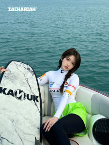 Zachariah White Long Sleeve Surf Suit Womens Quick Dry Swimming Costume Jellyfish Suit Diving Suit Two Piece Swimsuit