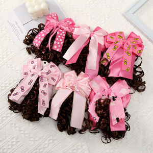 Christmas gifts Hair Accessories Infant Baby Girl Curly Wig Hat Patchwork Ribbon Bow Princess Newborn Children Hairclip for Kids Girls Headwear