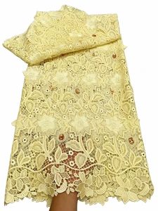 African Milk Silk Cord Lace Fabric 2026 High Quality 5 Yards Nigerian French Mesh Chemical Lace For Wedding Dress Sewing
