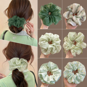 NING ZHOU | New Style Green Lace Dot Scrunchie Hair Accessory