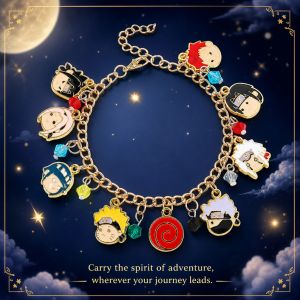 Bandai | Japanese Anime Naruto Cartoon Character Bracelet Set Metal DIY Enamel Pendant Charm Beads Wholesale Fashion Jewelry Gift