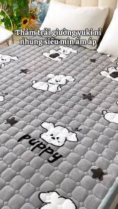 Thảm trải giường Yuki nỉ nhung mịn êm ấm áp size 1m2x2m 1m6x2m 1m8x2m 2m2x2m |chần bông tinh khiết 100%[Thỏ xám]