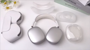 Veelax AirPods Max 2/1 4-piece Set Case Protective Silicone TPU Casing Cover – Clear-White/Clear-Black