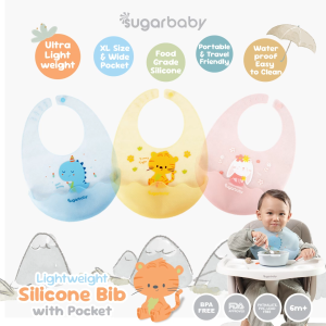 [NEW LAUNCH] Sugarbaby Premium Lightweight Silicone Bib | Celemek Silikon Bayi Ultra Ringan Food Grade BPA FREE
