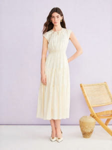 YINER | New Chinese Style Stand Collar Waist-tightening Dress
