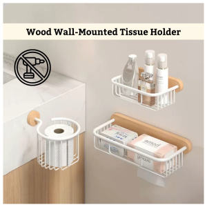 Ready Stock Heavy Duty Wood Wall Hook Rack Tissue Paper Roll Box Holder Toilet Storage Kitchen Organizer Shampoo Bottle Stainless Steel Gantung Cangkuk Tisu Dinding Kayu No Drill Waterproof Strong Adhesive Anti Karat Bilik Air Dapur Serbaguna Rustproof