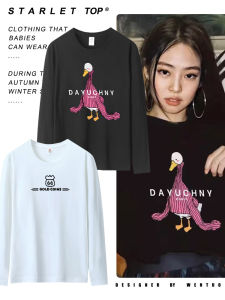 Áo Thun Cotton in Họa Tiết Hoạt Hình Dài Tay Cổ Tròn Cho Nữ Mùa Thu Thường Ngày Thoáng Khí Thoải Mái Đa Năng