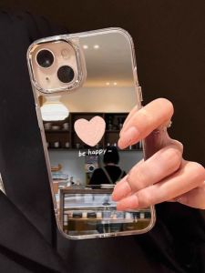 2024 New Arrival Mirror Heart for Apple 15promax Phone Case 14pro Fancy Makeup Mirror Iphone15 All-Inclusive Drop-Resistant 13 Niche Style Heart 12 Trending Women 16 New Arrival X