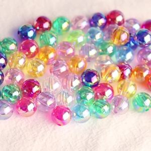 100Pcs/lot Mixed Color Crystal Round AB Spacer Beads Plastic Loose Beads Handmade Making Women Jewelry Diy Earrings Accessories