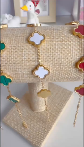 [PREMIUM]Gelang Monte Wanita Bunga HITAM Gold /Gelang Rantai Titanium/Gelang Titanium Terbaru Korean