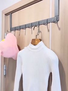 Drill Free Door Clothes Hanger Hook Bedroom Aluminum Hook Wall Hook Bathroom Coat Towel Hat Storage
