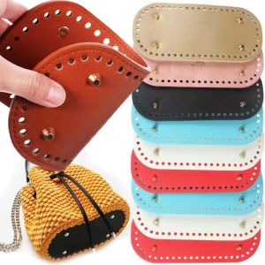 กระเป๋าถือทรงรีทำจากหนัง PU ด้านล่างสำหรับกระเป๋าถักนิตติ้งด้านล่างกระเป๋าอุปกรณ์เสริมกระเป๋าด้านล่างทำด้วยมือแผ่นโครเชต์ชิ้นส่วนกระเป๋าทอ