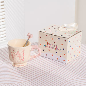 Cốc Cà Phê Gốm Sứ in Hình Mèo Bướm Hoạt Hình Dễ Thương Cho Cặp Đôi Bạn Thân Chị Em Quà Tặng Thực Tế Cốc Đựng Trà Sữa Dung Tích 340ml