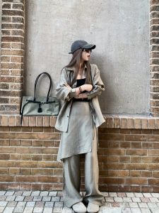 Retro Style Tencel Blended Linen Shirt and Loose-Fitting Long Pants