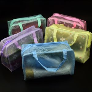 Waterproof PVC Frosted Travel Toiletry Bag with Zipper for Bath Products Storage Organizer Single Piece No Included Accessories