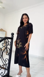 Daster Vanesa Motif Lukis Batik Sakura Pekalongan Baju Tidur Dress Piyama Panjang Wanita Bali Ibu Remaja Bumil Busui Friendly