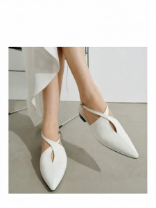 Summer Designer Asymmetric Cut White Flats