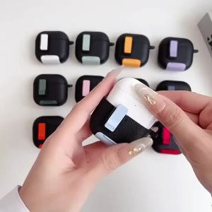 Leather Skin Texture Case For AirPods Pro 3 2025 TPU Cover With Phone Stand For AirPods Pro 3 3rd Pro3 Cases Funda With Hook