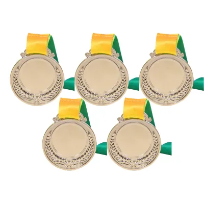 20-5PCS 2 Inches Winner Award Medal with Neck Ribbon 1st 2nd 3rd Gold Silver Bronze Prize Round for Kids School Sports Meeting