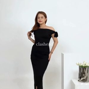 Evelyn Set One Shoulder Spandex Top & Bodycon Long Skirt - OOTD by Clashe