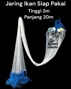jaring ikan siap pakai tinggi 2m panjang 20m bandul timah