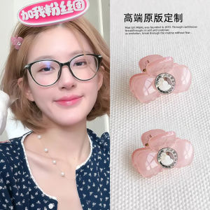 Mini Pink Butterfly Knot Hair Clip Sparkling Diamond Princess Forehead Clip Girls Hair Accessories Small Size Hair Grips