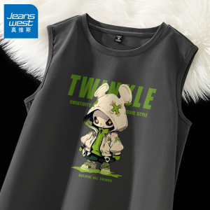 True Weave American Retro Vest 2025 ใหม่ ฤดูร้อน คอตตอนแท้ แขนกุด สำหรับผู้ชาย เสื้อกล้ามออกกำลังกาย ทรงหลวม ระบายอากาศได้ดี