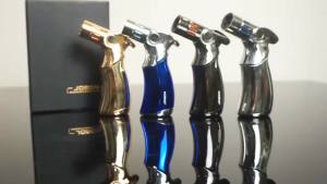 Creative Metal Outdoor Windproof Butane Gas Lighter Blue Flame Turbo 4 Torch Jet Cigar Lighter Kitchen Baking BBQ Tools