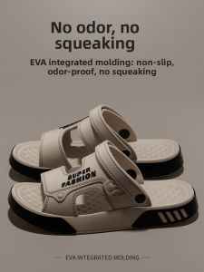 Mens Outdoor Slip-On Sandals Summer Wear Driving Anti-Slip Odor-Resistant Water Shoes Beach Casual Thong Slippers EVA