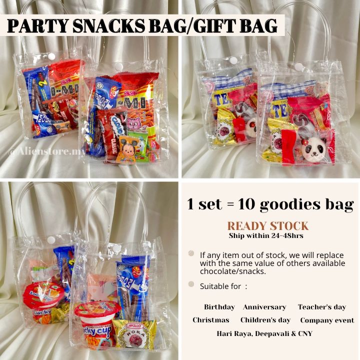 🧸1 Set=10pcs Gift Bag Party Gift Event Gift Door Gift Budget Birthday  Murah Snack Goodies Bag Borong Bajet Chocolate