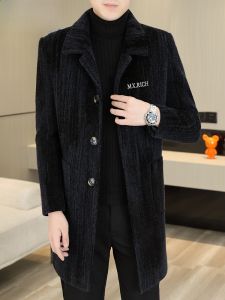 HENGYUANXIANG | Hengyuanxiang Mens Woolen Coat Mid-Length Thickened Flip-Collar Autumn Winter New Style Fashionable City Youth Active Style