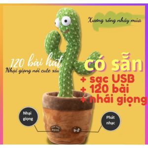 Cây xương rồng uốn éo full phụ kiện nhảy múa vui nhộn 120 bài hát ghi âm và nhại lại giọng nói Qùa tặng cho bé xương rồng nhồi bông