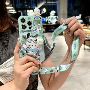 Cartoon Lemon Cinnamoroll Babycinnamoroll Pacha Dog with Lying Applicable Honor 60plus 50 40 30 20 Pro Phone Case 50M Couples Play 9A 8A 7A Cartoon Crossbody Rope Protective Cover
