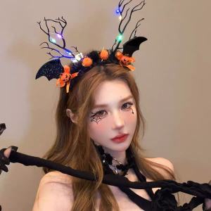 Halloween Party Glowing Headband Girls Photo Prop Devil Deer Antlers Headband Festive Party Hair Accessories Original Design